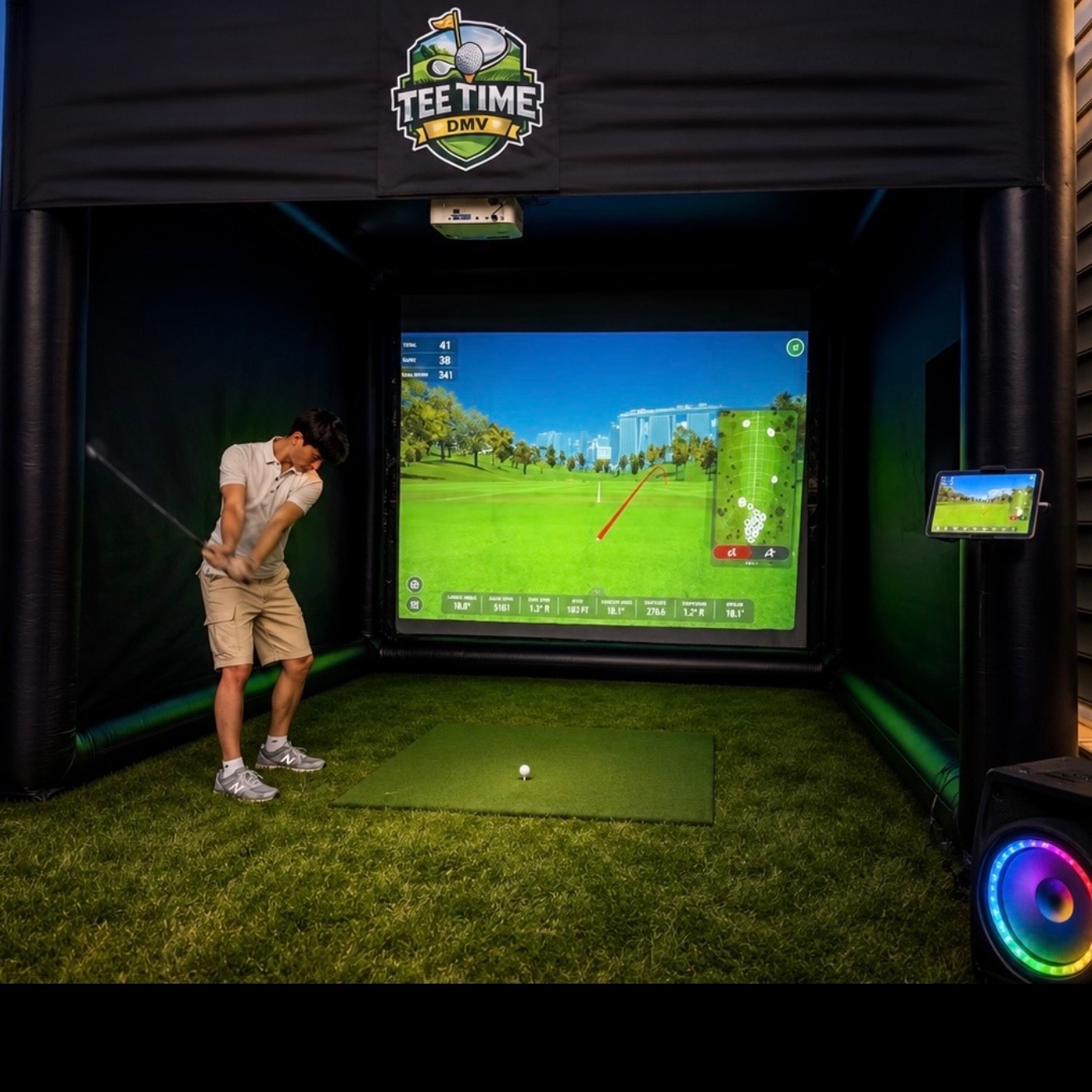 Tee Time DMV golf simulator in action